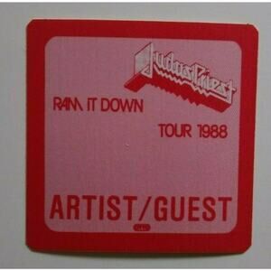 Judas Priest Backstage Pass Original 1988 Concert Tour Heavy Metal Rock Red